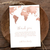 Pink Gold World Map Reiseabenteuerdusche Baby Dankeskarte
