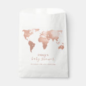 Pink Gold World Map Reiseabenteuerdusche Baby Geschenktütchen (Vorderseite)