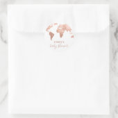 Pink Gold World Map Reiseabenteuerdusche Baby Runder Aufkleber (Tasche)