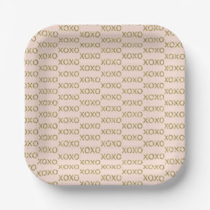 Pink & Gold xoxo Valentinsfeier Pappteller