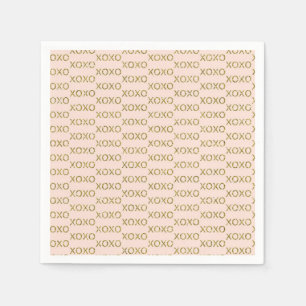 Pink & Gold xoxo Valentinsfeier Serviette