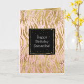 Pink Gold Zebra Glitz Confetti Card Karte (Gelbe Blume)