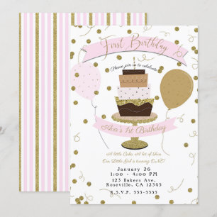 Pink & Gold Zucker ist süße 1. Erste Geburtstagsto Einladung