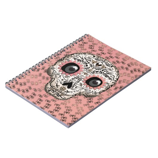 Pink & Gold Zucker-Schädel-Whimsikum Niedlich Notizblock (Linke Seite)