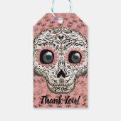 Pink & Gold Zucker Skull Whimsisches Niedliches Pa Geschenkanhänger (Rückseite)