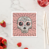 Pink & Gold Zucker Skull Whimsisches Niedliches Pa Serviette (Beispiel)
