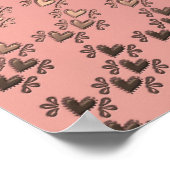 Pink & Gold Zuckerschädel und Niedliche Herzkranke Poster (Ecke)