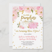 Pink Gold Zwei kleine Pumpkins Geburtstag Einladun Einladung (Vorderseite)