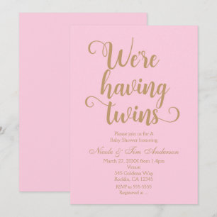 Pink & Gold Zwillinge Baby Shower Einladungen