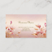 Pink Golden Blätter Floral Business Card Visitenkarte (Rückseite)