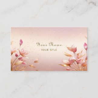 Pink Golden Blätter Floral Business Card Visitenkarte