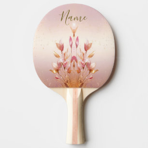 Pink Golden Blätter Ping Pong Paddle Tischtennis Schläger