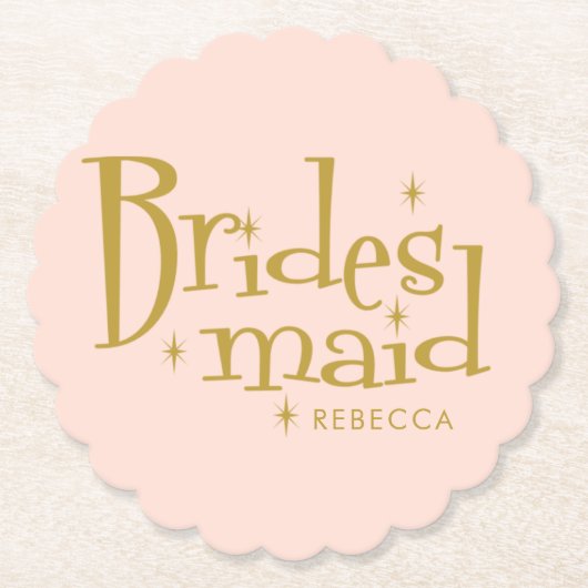 Pink Golden Bridesmaid Geschenke Untersetzer (Vorderseite)