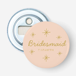 Pink Golden Calligraphy Stars Bridesmaid-Geschenk Flaschenöffner