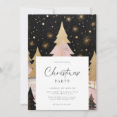 Pink Golden Christmas Tree Einladung (Vorderseite)