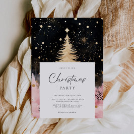 Pink Golden Christmas Tree Einladung