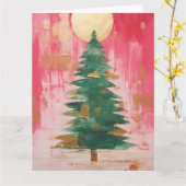 Pink Golden Christmas Tree Karte (Gelbe Blume)
