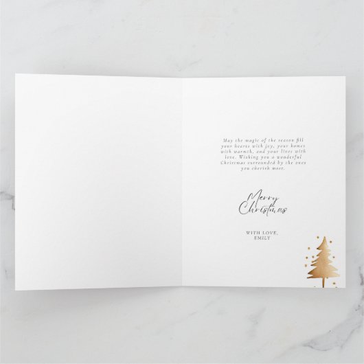 Pink Golden Christmas Tree Karte (Innenseite)
