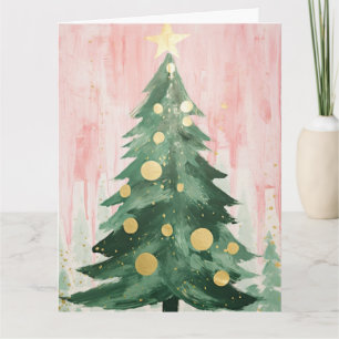 Pink Golden Christmas Tree Karte