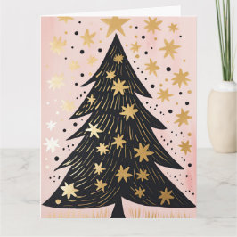 Pink Golden Christmas Tree Karte