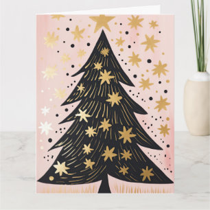 Pink Golden Christmas Tree Karte