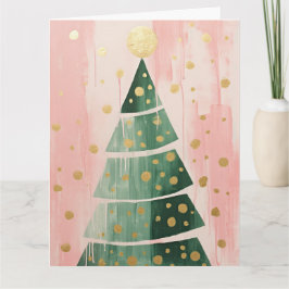 Pink Golden Christmas Tree Karte