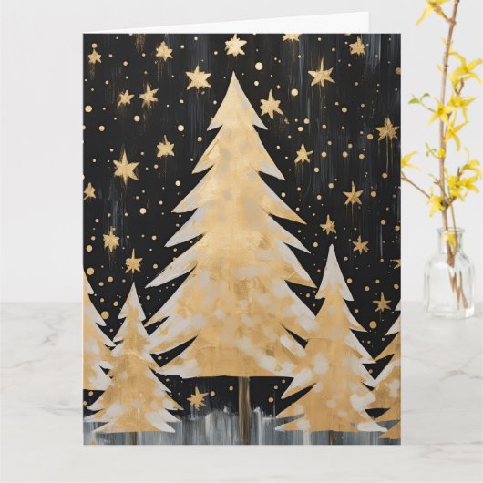Pink Golden Christmas Tree Karte (Gelbe Blume)
