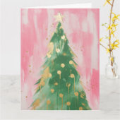 Pink Golden Christmas Tree Karte (Gelbe Blume)