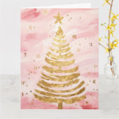 Pink Golden Christmas Tree Karte (Gelbe Blume)