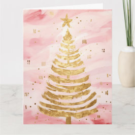 Pink Golden Christmas Tree Karte