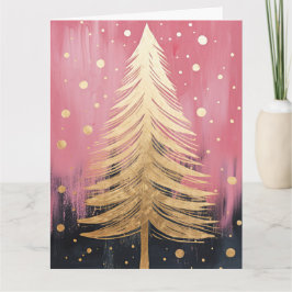 Pink Golden Christmas Tree Karte
