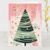 Pink Golden Christmas Tree Karte (Gelbe Blume)