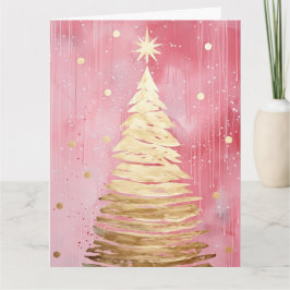 Pink Golden Christmas Tree Karte