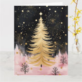 Pink Golden Christmas Tree Karte (Gelbe Blume)