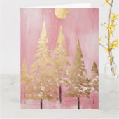 Pink Golden Christmas Tree Karte (Gelbe Blume)