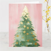 Pink Golden Christmas Tree Karte (Gelbe Blume)