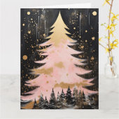 Pink Golden Christmas Tree Karte (Gelbe Blume)