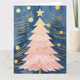 Pink Golden Christmas Tree Karte