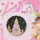 Pink Golden Christmas Tree Pappteller (Party)