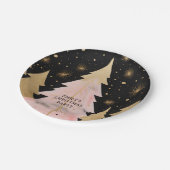 Pink Golden Christmas Tree Pappteller (Schrägansicht)