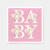 Pink Golden Daisy Glitzer Glow Baby Dusche Serviette (Vorderseite)