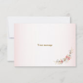 Pink Golden Floral Geometric Peach Wedding Dankeskarte (Rückseite)