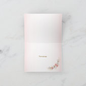 Pink Golden Floral Geometric Peach Wedding Dankeskarte (Innenseite)