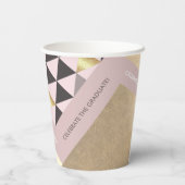 Pink Golden Geometric Muster Graduation Party  Pappbecher (Rückseite)