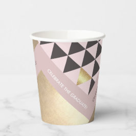 Pink Golden Geometric Muster Graduation Party Pappbecher