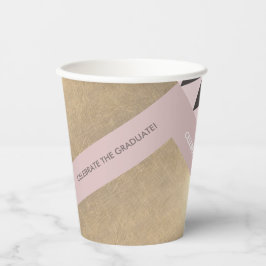 Pink Golden Geometric Muster Graduation Party Pappbecher
