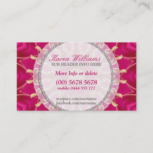 Pink Golden Solar Star Visitenkarten Visitenkarte (Vorderseite)