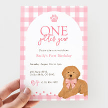 Pink Goldendoodle Hund Ein Goldenes Jahr Geburtsta
