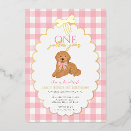 Pink Goldendoodle Puppy Dog Pawty 1st Birthday Folieneinladung