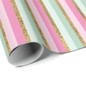 Pink-goldene Streifen Geschenkpapier (Rolleneckpunkt)